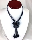 Dark Blue Crystal Large Flower Pendant Long Necklace Women Fashion Jewelry 30  