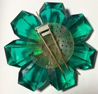Vintage Fur Clip   Green Faux Gems   Gold-tone - Rare - Repurpose As Pin Or Art
