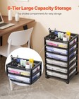 6-tier Rolling Craft Cart W  6 Clear Cases - Scrapbook Storage Organizer Black