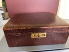 Antique Leather Victorian Sewing Box Document Case Working Key Vintage Contents