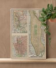 Mid-century Modern New York City Map   Manhattan Subway Financial District