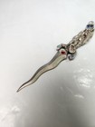 Vintage Pewter Dragon Letter Opener  Holographic Red Rhinestone