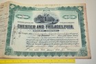 1911 Chester   Philadelphia Railway Co Stock Certificate 100 Shares