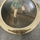 Early 1900 s Antique Oval Picture Frame Curved Bubble Glass 21 5  X 15 5 