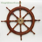 36  Large Boat Ship Wooden Steering Wheel Brass Center Nautical Wall Decor Gift