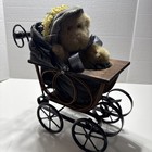 Vintage Antique Baby Carriage Doll Buggy Victorian Pram Wood Metal Wheels