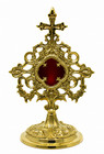 Ornate High Polished Solid Brass Monstrance Reliquary Catholic Display 9 5 Inch