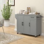 Rolling Kitchen Island On Wheels With Drawer Cabinets Stainless Steel Countertop