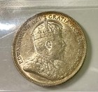 1910 Canada Edward Vii 25 Cents Iccs Ef45 Some Lustre  