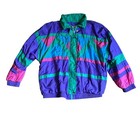 Vintage Tracksuit Casual Isle Womens Medium Purple Colorblock Windbreaker 80s