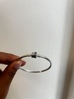 Pandora Sterling Silver Charm Bangle Bracelet Blue Cubic Zirconia