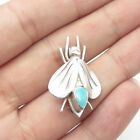 925 Sterling Silver Old Pawn Southwestern Navajo Turquoise Fly Tribal Pin Brooch