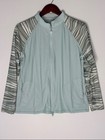 Uv Skinz Upf 50  Sunwear Jacket Womens Large Teal Striped Full Zip Rash Guard