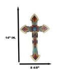 Rustic Southwest Indian Navajo Vector Feathers And Turquoise Rock Wall Cross