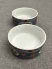 Pair Of Vintage Tiffany   Co  Imari Blue Floral Porcelain Round Trinket Box