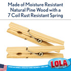 Lola Wood Spring Clothespins  Moisture Resistant Wood  Coil Spring Clips-3600 Ct
