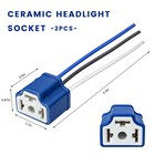 2 Pcs H4 Hb2 9003 Pigtail Socket  16awg Ceramic Car Headlight Connector Wiring
