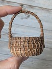 Pair Antique Miniature New England Folk Art Splint Basket   Pine Needle Basket 