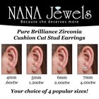 Cushion Cut Cubic Zirconia Stud Earrings 14k Gold Post   Sterling Silver