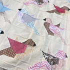 Handmade Flying Birds Cotton Fabric Queen Size Patchwork Quilt Top topper