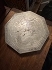Antique Octagonal Metal Plate With Chinese Dragon And Feet