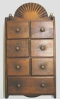 Vintage Wall Hanging Sunburst 7 Drawer Spice Cabinet Wood Knobs Excellent Cond 
