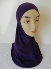 Purple Two Piece Plain Hijab Muslim Head Wear Cover Women Scarf Cap Islam Cotton