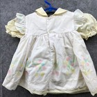 Vintage Baby Girls 12-18m Summer Dress White Yellow Collared Puff Sleeve