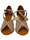 Dance   Sway Silver Rhinestone Ballroom Dance Shoes Peep Toe 3 5 Heel Sz 8 Nib