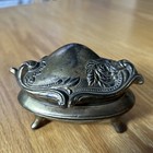 Antique Jb Jennings Bros Art Nouveau Jewelry Casket Footed Trinket Box Repousse