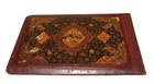 Antique Persian Lacquered Book Cover  Hand-painted Miniature Scene- Carpet Motif