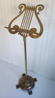 Vintage Brass Metal Lyre Harp Shaped Sheet Music Stand- Adjustable