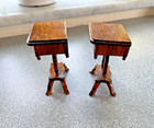 Vtg Miniature Dollhouse 1 Drawer Side Accent Table Set Of 2 Mismatched Preowned