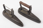 2 Sensible Iron No 5 With Removable Wooden Handle Antique Vtg Cast Iron Sad Iron