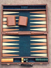 Vintage Backgammon Butterscotch   Green Catalin Bakelite Leather corduroy Board