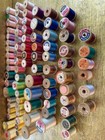 Vtg 1930s-1950s Wooden Thread Spools Lot 65 Coats Clark Typographic Paper Labels
