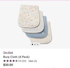 Tiny Kind Burp Cloth 4 Pack  - Blue Multi Floral