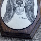 Vintage Earl Sherwan Signed Dog Basset Hound Sugar Glass Beaded Wall Plaque Art