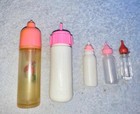 Vintage Lot Of 5 Baby Doll Bottles Plastic Glass Tinkertoy Pebbles Tiny Tears