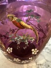 Finest Antique Art Glass Bohemian Czech Enameled Amethyst Glass Vase Crown Top