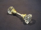 Nice Pair Antique Victorian 12 Point Round Crystal Glass Door Knobs Early 1900 s