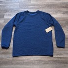 New Nike Tour Men s Large Blue Dri-fit Crewneck Golf Sweater Rake Lines Print L