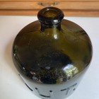 Vintage Glass Bottle Lut Black Colored Glass  Rare Wide Base