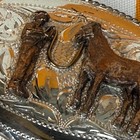 Vintage Sterling Silver Cowboy Horse Belt Buckle Western Rodeo Bagr