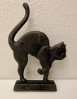 Vintage Black Cat Silhouette Cast Iron Door Stop Cottage Halloween Decor