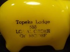 Topeka Lodge 55 Loyal Order Of Moose Vintage Yellow Plastic Piggy Pig Bank