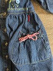 Vintage Retro 1990s Carters Toddler Girls Denim Dress Embroidered Flowers  2t