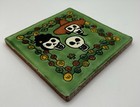 Glazed 4    Square Day Of The Dead Dia De Los Muertos Green Tile