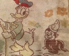 Vintage Disney Donald Duck Fishing W Seal Rug 50 s