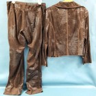 Vtg 90s y2k Bali Brown Faux Suede Jacket   Pants Set Women s Size 10